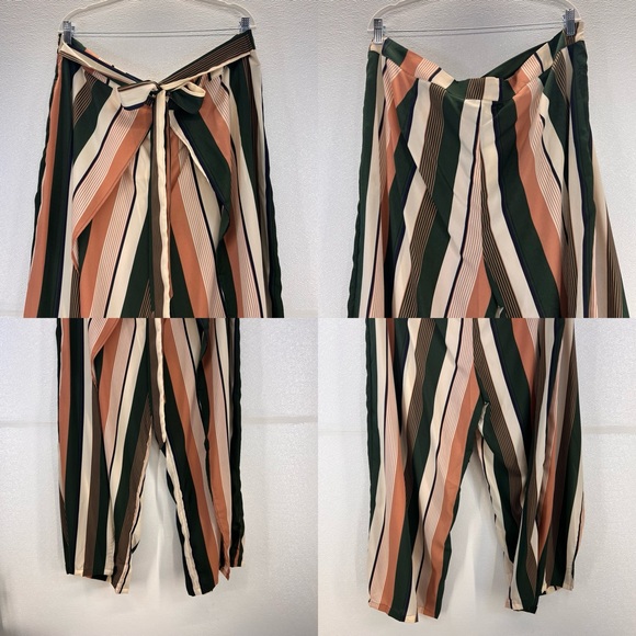 NWOT  Women's Plus Size Printed Drawstring Waist Split Side Wide Leg Pants - Picture 15 of 17